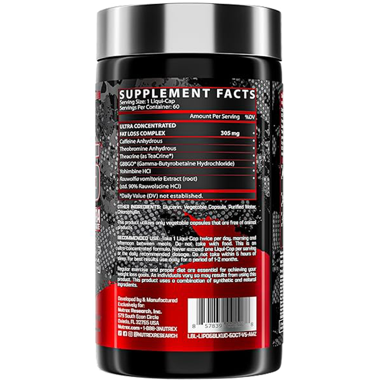 چربی سوز لیپو سیکس بلک ناترکس 60 عددی